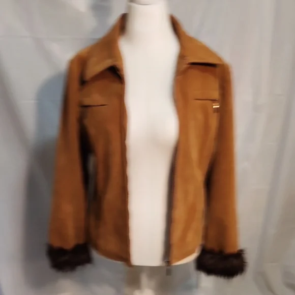 Paparazzi Women's Brown Teddy Jacket with Faux Fur Trim - Picture 8 of 11